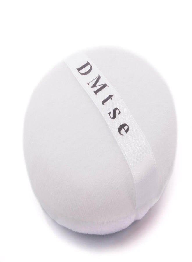 DMtse Round Jumbo Velour Powder Puff w Ribbon 4.25" Diameter White - Image 4
