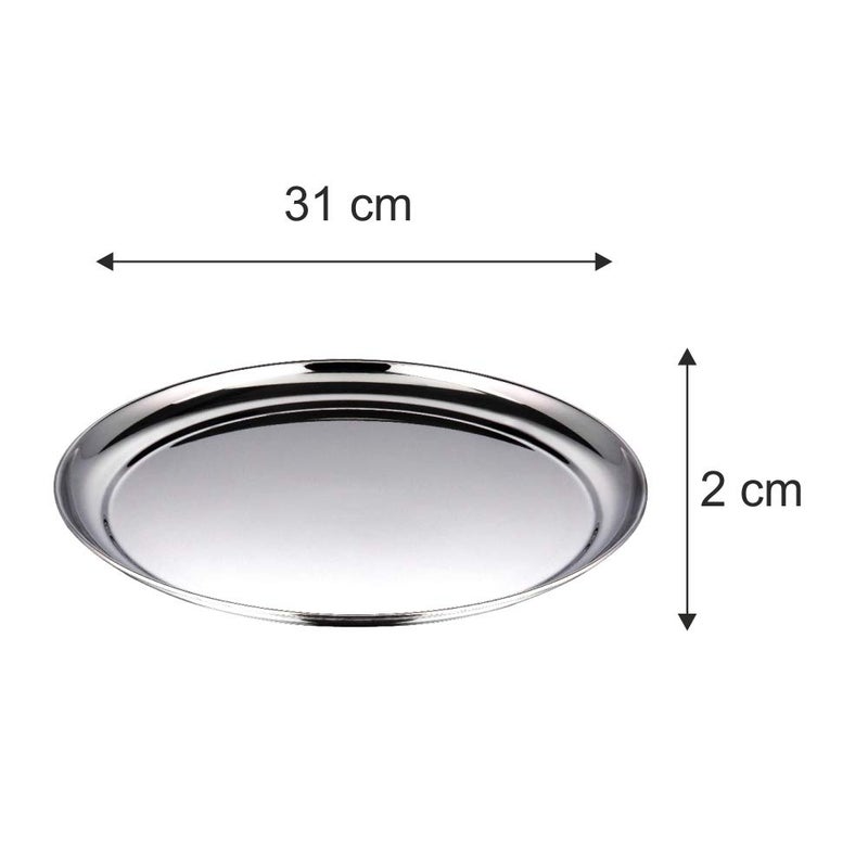 VINOD Kraft Stainless Steel Dinner Plate Set of 6 (28cm) | Rajbhog Thali with Mirror Finish | Food-Grade, Durable & BPA-Free Steel Plates for Dining & Serving | Dishwasher Safe | 2-Year Warranty – Silver  - Image 3