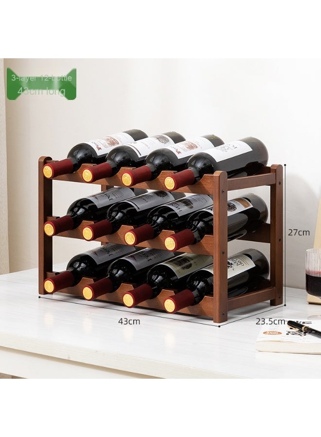 Desktop wine rack, multi-layer wine display shelf, home living room wine storage, angled bottle holder.