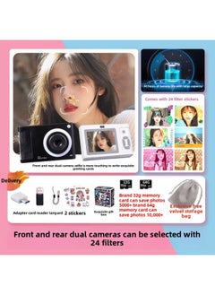 Generic Retro Cat Ccd Camera Students Soul Children Girls Travel Campus Digital Y2 Camera Can Import Mobile Phone-Body Color:Red  - Package 2  - Image 3