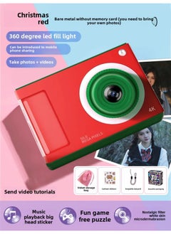 Generic Retro Cat Ccd Camera Students Soul Children Girls Travel Campus Digital Y2 Camera Can Import Mobile Phone-Body Color:Red  - Package 2  - Image 1