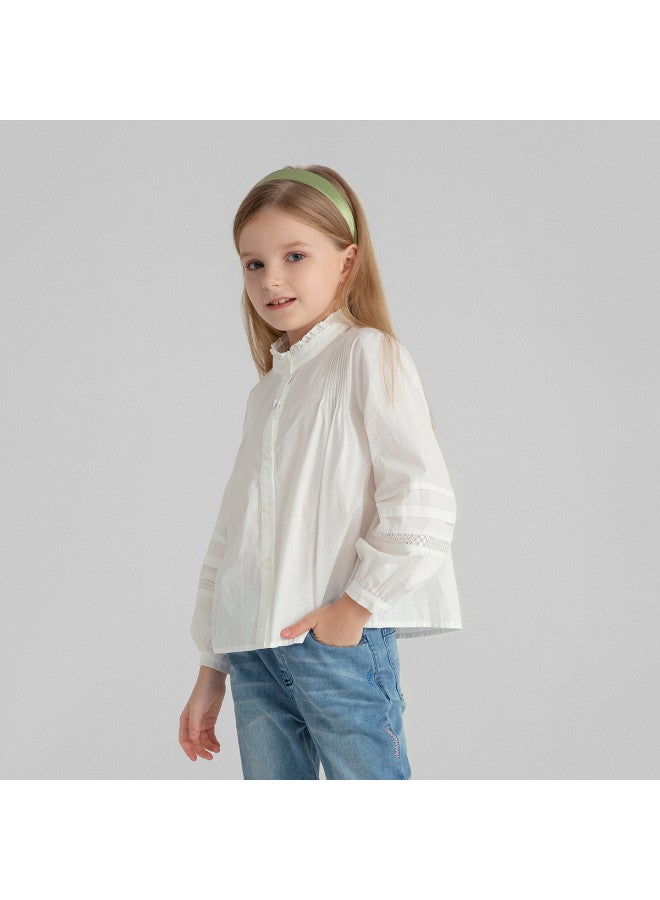 Annil Girls' Stand Collar Long Sleeve Blouse 2025 Autumn New Sweet Ruffled Princess Style Cute Shirt - Image 3