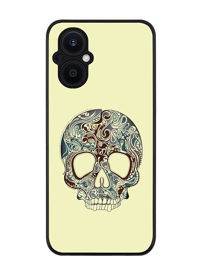 Stylizedd Rugged Black edge case for Oppo Reno7 Z  Slim fit Soft Case Flexible Rubber Edges Anti Drop TPU Gel Thin Cover - Skully Tattoo - Image 1