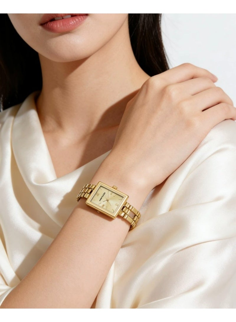 آن كلاين ساعة نسائية بسوار كوارتز ذهبي اللون مع ميناء بلون الشمبانيا الفاتح، ساعة أنيقة تناظرية مع مشبك مجوهرات قابل للتعديل، ساعة هدية، - Image 2