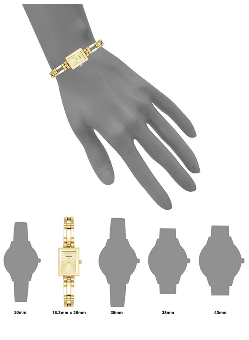 آن كلاين ساعة نسائية بسوار كوارتز ذهبي اللون مع ميناء بلون الشمبانيا الفاتح، ساعة أنيقة تناظرية مع مشبك مجوهرات قابل للتعديل، ساعة هدية، - Image 5