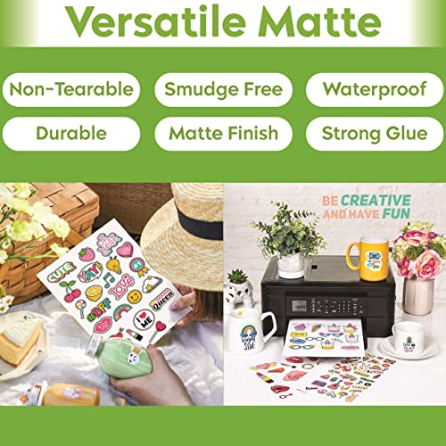 TeQuiero Matte Vinyl Sticker Paper Self Adhesive Photo Paper for Inkjet, Waterproof, Instant Dry, Tear Resistant A4 Size Sheets for printing Matt Vinyl Stickers For Art - 25 Sheets - Image 3