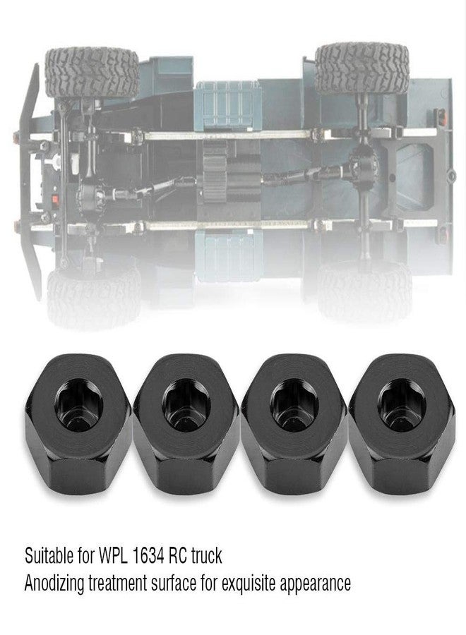 Dilwe RC Car Hex Hub Adapter, 4 Pcs Aluminium Alloy 6mm to 12mm Wheel Hex Hub Adapter for WPL 1634 RC Truck RC Spare Part Accessory (Black) - Image 3