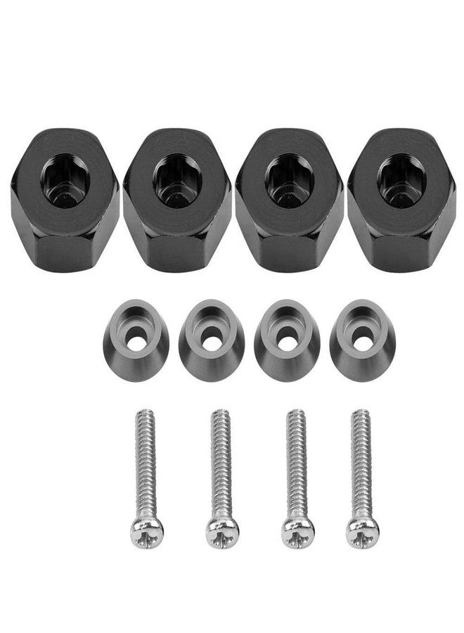 Dilwe RC Car Hex Hub Adapter, 4 Pcs Aluminium Alloy 6mm to 12mm Wheel Hex Hub Adapter for WPL 1634 RC Truck RC Spare Part Accessory (Black) - Image 1