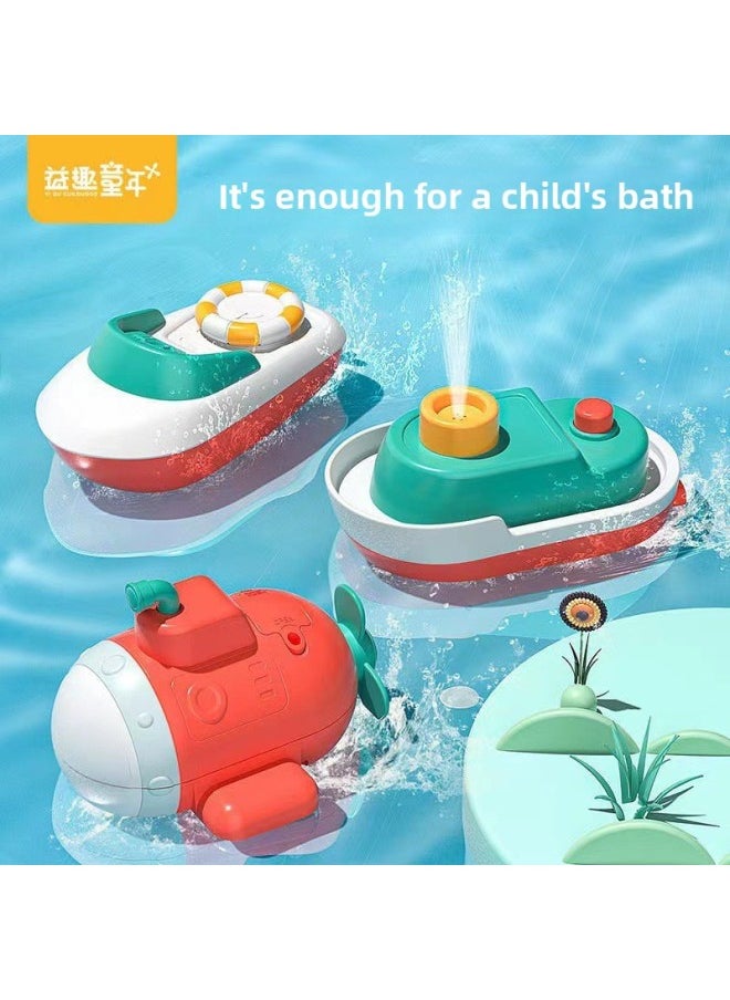 null - Children's Electric Projection Submarine Bath Toy Baby Play Water Water Jet Cruise Electric Boat-Color:9100 (minimum Batch Of 72)-Specifications:Default - Image 1