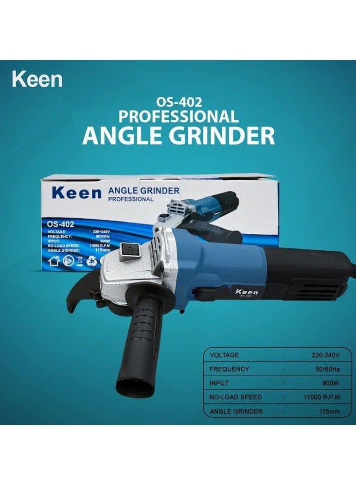 كين مثقاب طحن الزوايا الاحترافي Keen OS-402، 900 واط، 115 مم، 220-240 فولت، 11000 دورة في الدقيقة، أداة كهربائية شديدة التحمل - Image 3