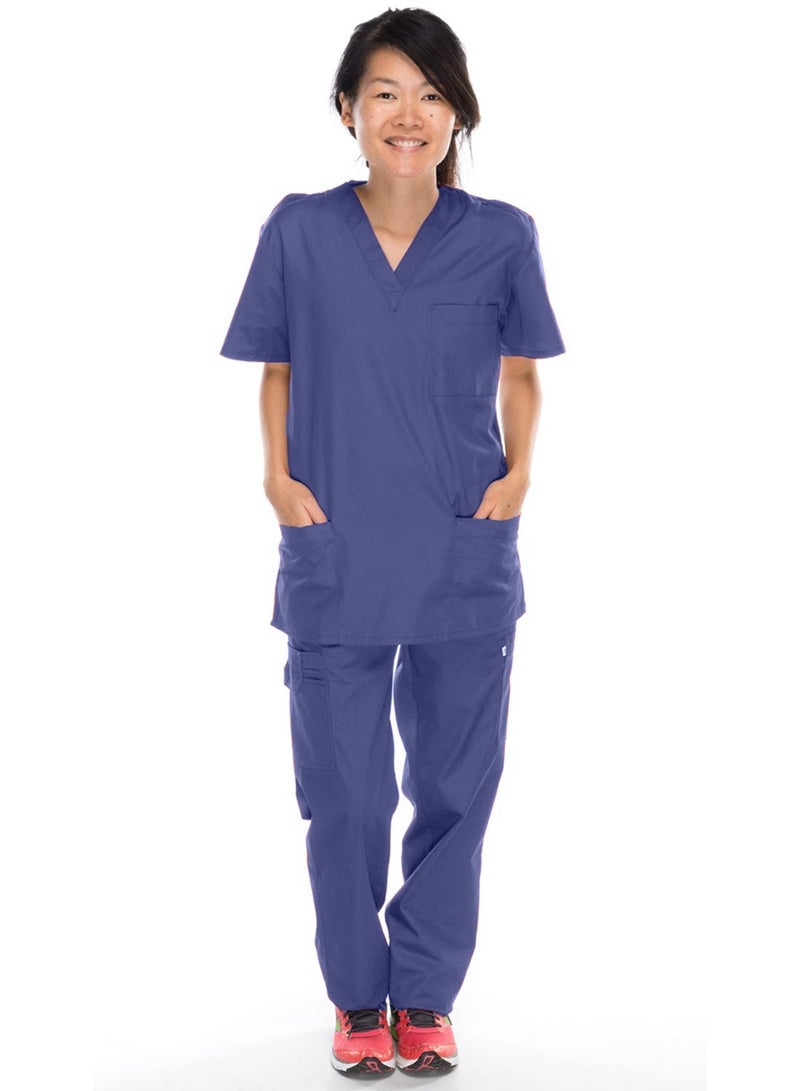 ميريديان طقم Meridian Classic Cargo Scrub - زي طبي مريح وأنيق للجنسين مع بنطال كارجو وبلوزة برقبة على شكل حرف V. مثالية لمتخصصي الرعاية الصحية. متينة وعملية. - Image 1