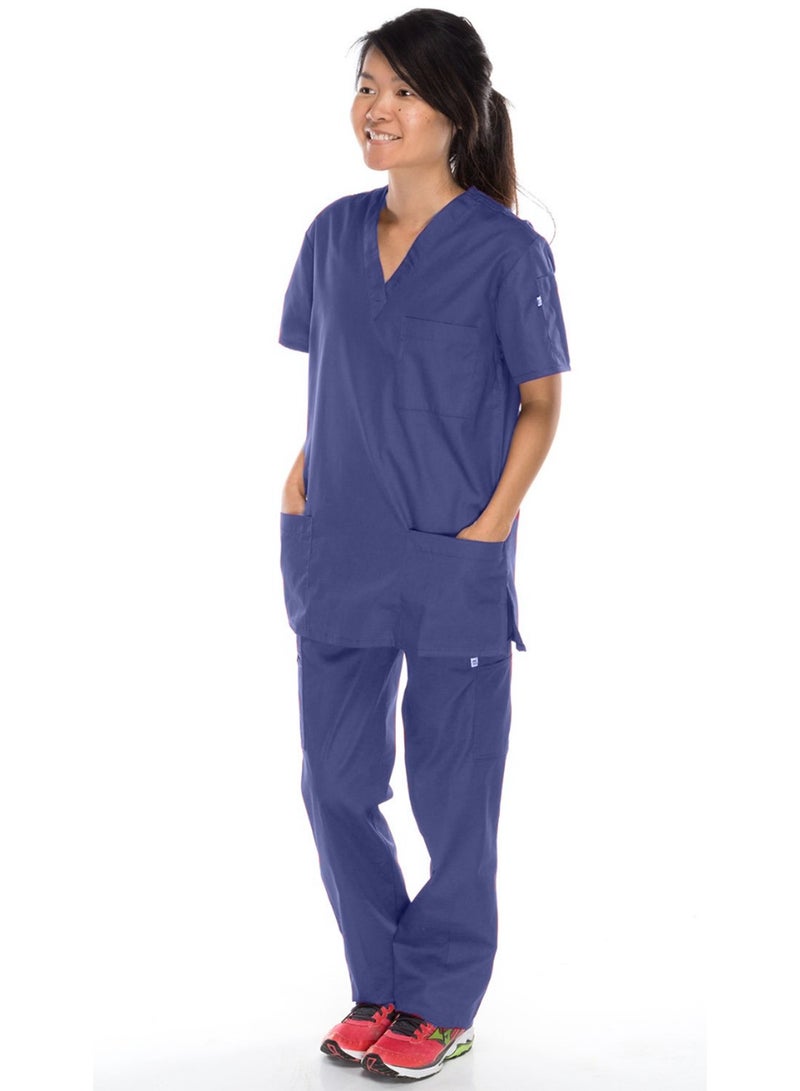 ميريديان طقم Meridian Classic Cargo Scrub - زي طبي مريح وأنيق للجنسين مع بنطال كارجو وبلوزة برقبة على شكل حرف V. مثالية لمتخصصي الرعاية الصحية. متينة وعملية. - Image 2