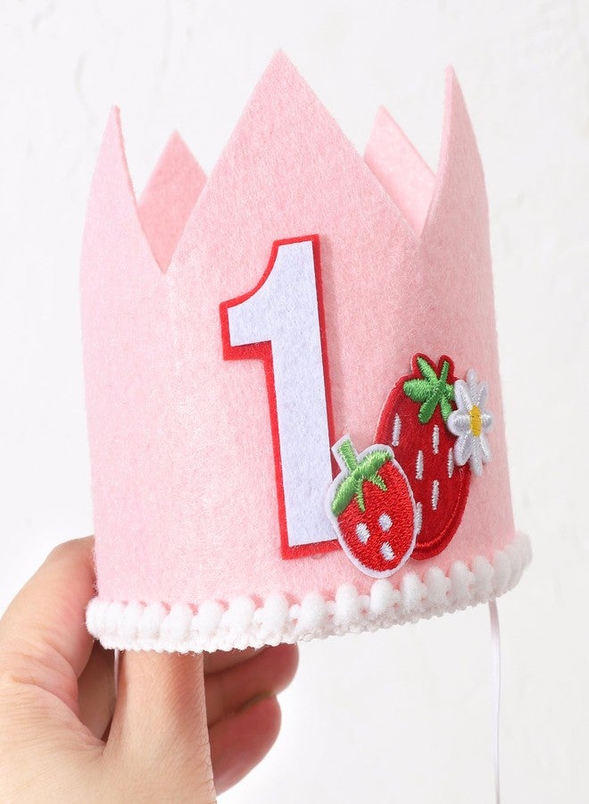 Agkvw Strawberry 1st Birthday Crown for Girls - Sweet Berry First Birthday Decoration, Photo Props - Image 3