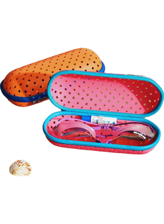 Swans Swimming Goggles Case, Breathable Lightweight Eyeglass Case, Professional Waterproof Large Goggles Storage Box, Portable Swimming Equipment, Orange - Image 2