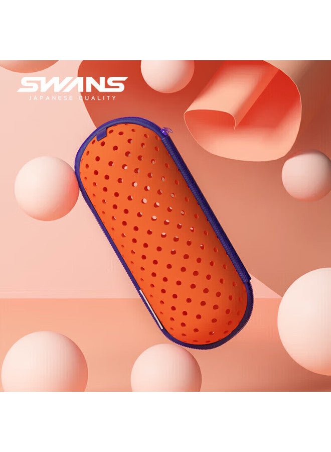 Swans Swimming Goggles Case, Breathable Lightweight Eyeglass Case, Professional Waterproof Large Goggles Storage Box, Portable Swimming Equipment, Orange - Image 2