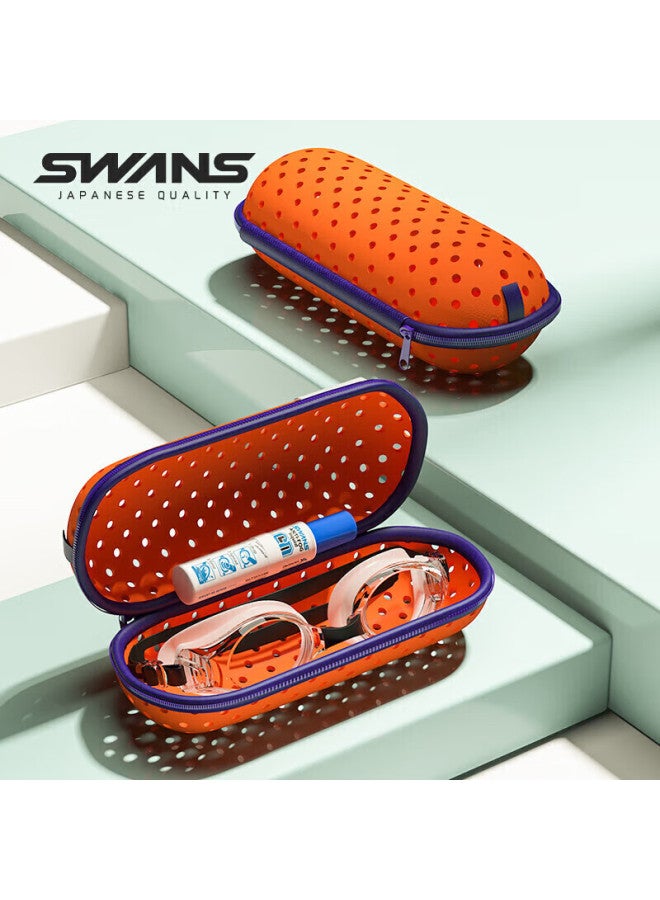 Swans Swimming Goggles Case, Breathable Lightweight Eyeglass Case, Professional Waterproof Large Goggles Storage Box, Portable Swimming Equipment, Orange - Image 1