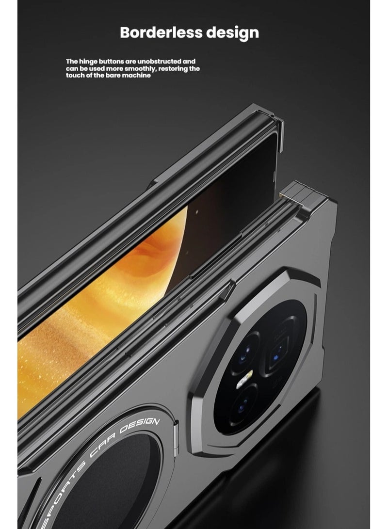 Magnetic Aluminium Case Compatible with Honor MAGIC V3, Cool Design Deluxe Metal Shockproof Case Compatible with Magsafe Holder 360° Rotatable Holder - Image 5