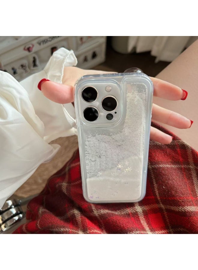 NIBEMINENT Snowflake Flowing Sand Shell Protective TPU Case Cover For iPhone 16 Pro, Clear - Image 1