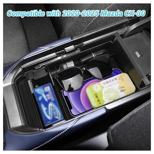 Sinminou Center Console Organizer Compatible with 2020-2025 Mazda CX-30 Accessories, 3PC Armrest Tray with Driver and Front Passenger Side Door Handle Organizer Storage Pocket Insert - Image 2