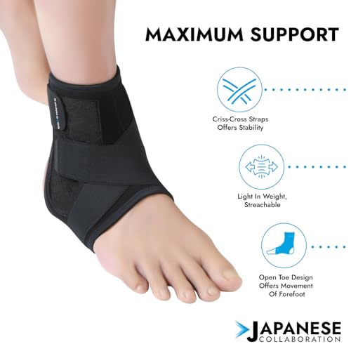 Gochamps Premium Neoprene Ankle Wrap & Support Brace, Adjustable Strap for Sprains, Strains, Pain Relief & Injury Prevention, Japanese Collaboration, Large (28-31 cm, Pack Of 1) - Image 3