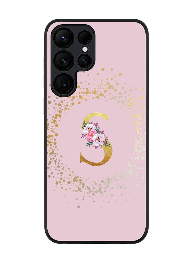Stylizedd غطاء لهاتف سامسونج جالاكسي S25 ألترا 5G، حماية كاميرا نحيفة، غطاء هاتف مقاوم للصدمات - مونوغرام مخصص مزهر - S (وردي)  - Image 1