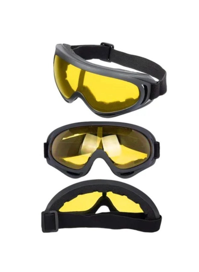 Durable safety goggles with yellow lenses for motorcycles and bicycles - Image 1