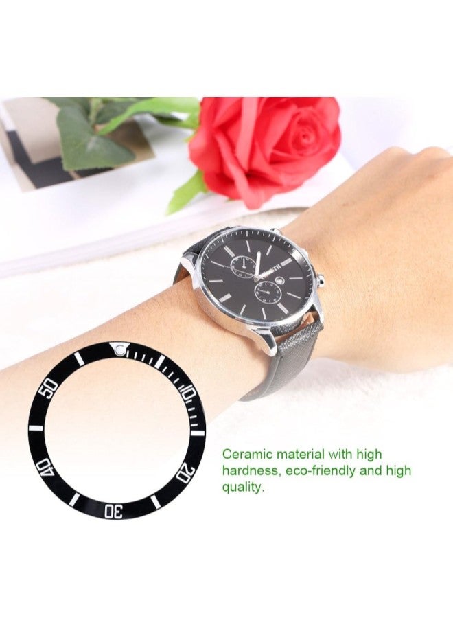 أجزاء استبدال المعصم الخزفية لساعة Seiko Date Display (أسود) مع إطار كتابة للساعة - Image 2