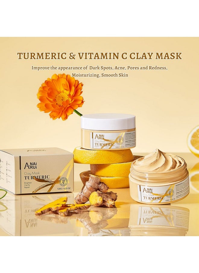 ANAI RUI - ANAI RUI Vitamin C Face Mask with Turmeric and Kaolin Clay for Dark Spots, Dull Skin, Skincare Facial Mask for Refining Pores and Controlling Oil, Smooth & Radiant Skin, 4.23 OZ - Image 1