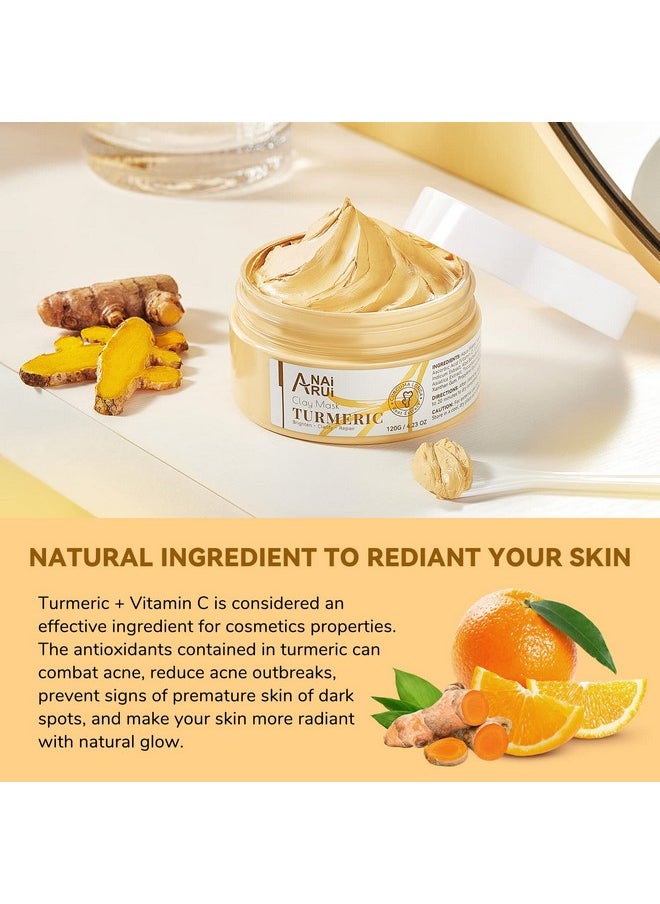 ANAI RUI - ANAI RUI Vitamin C Face Mask with Turmeric and Kaolin Clay for Dark Spots, Dull Skin, Skincare Facial Mask for Refining Pores and Controlling Oil, Smooth & Radiant Skin, 4.23 OZ - Image 1