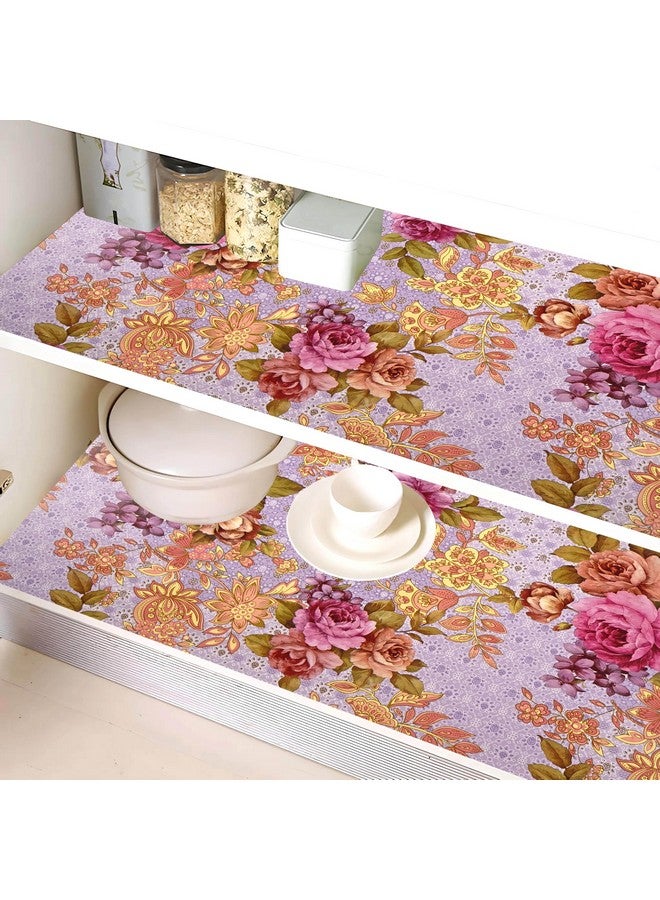 Kuber Industries Kuber Industries Shelf Liner | 10 MTR | PVC Kitchen Drawer Liner | Cupboard Covers for Shelves | Wardrobe Sheet For Kitchen | Pink Gulab Design | Blue  - Image 1