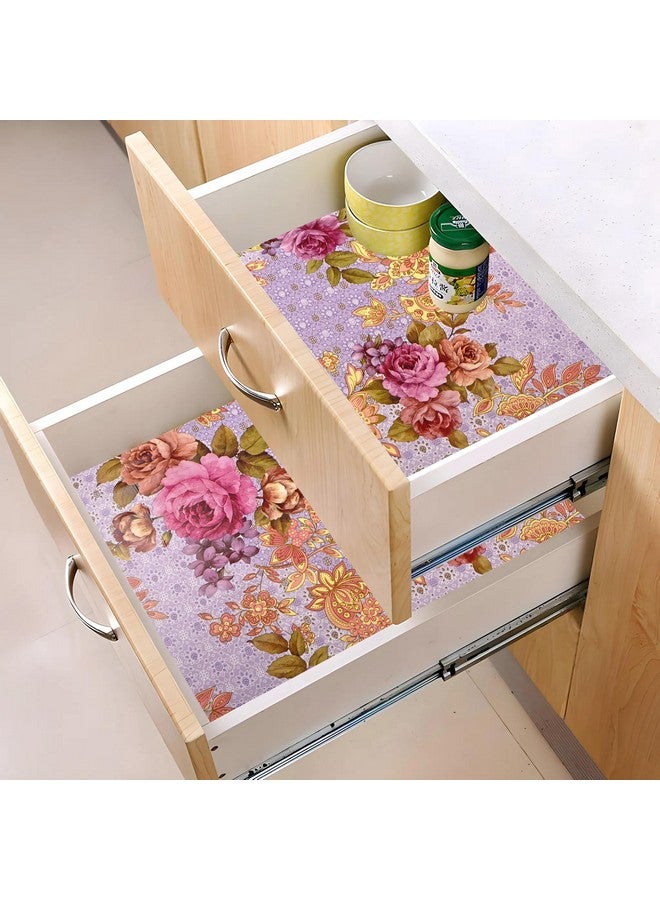 Kuber Industries Kuber Industries Shelf Liner | 10 MTR | PVC Kitchen Drawer Liner | Cupboard Covers for Shelves | Wardrobe Sheet For Kitchen | Pink Gulab Design | Blue  - Image 2