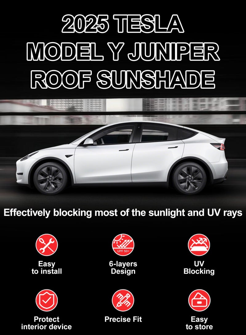 2025 2026 New Tesla Model Y Juniper Roof Sunshade, 【No Gaps u0026 No-Sagging】 Insulation UV Rays Protection 2025 Tesla Model Y Juniper Sunroof Shade u0026 Sunshade Roof for Tesla Model Y Accessories 2025 Tesla Model Y Accessories 2026 Tesla Model Y Juniper Accessories(Black) - Image 5