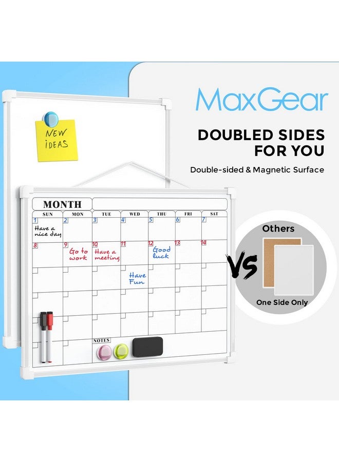 MaxGear Monthly Calendar Dry Erase Board For Wall, 16"X12" Small Hanging Double-Sided White Board, Portable Whiteboard For Planning, Drawing, Memo, To Do List, School, Home, Kitchen, Office - Image 2