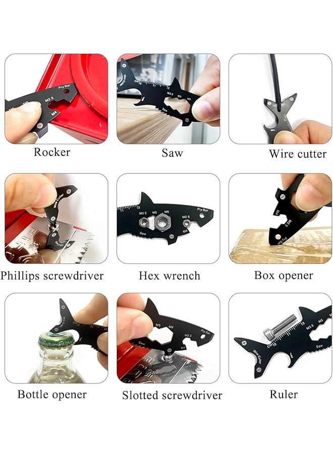 KASTWAVE 15 In 1 Shark Shape And 20 In 1 Bicycle Multitool Universal Screwdriver Keychain Multitool Mechanic Repair Bender Pocket Tool Keychain Spanner Outdoor Portable Multi Functional Utility Tool - Image 2