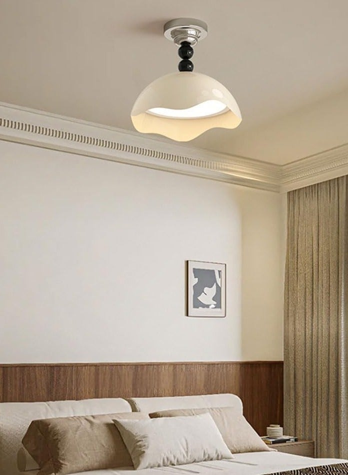 Modern Dimming Ceiling Lights Cream LED Semi Flush Mount Ceiling Light Fixture 30W Green Ceiling Lamp, Nordic Chrome Bedroom Living Room Hallway Close to Ceiling Lighting Chandelier - Image 3