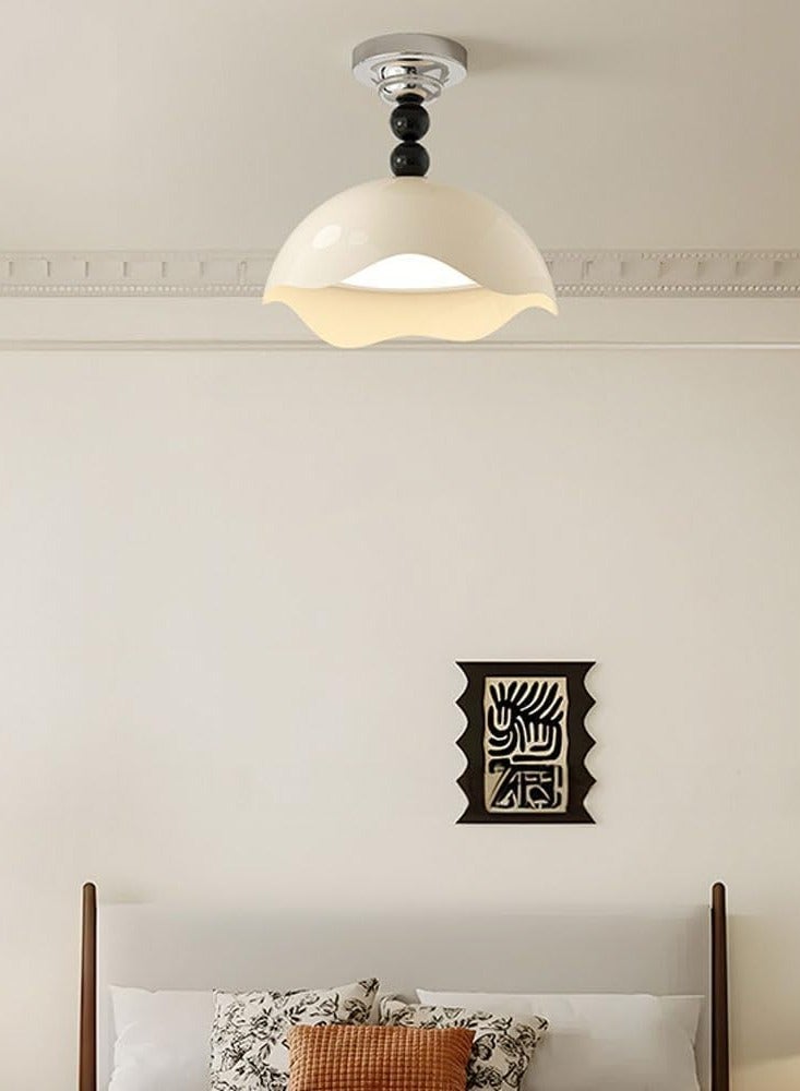 Modern Dimming Ceiling Lights Cream LED Semi Flush Mount Ceiling Light Fixture 30W Green Ceiling Lamp, Nordic Chrome Bedroom Living Room Hallway Close to Ceiling Lighting Chandelier - Image 4