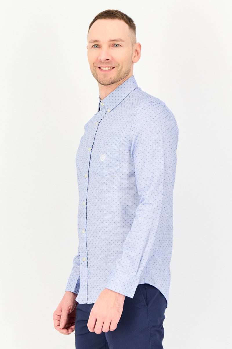 Chaps Men Regular Fit Textured Long Sleeve Casual Shirt, Multicolor - Image 2