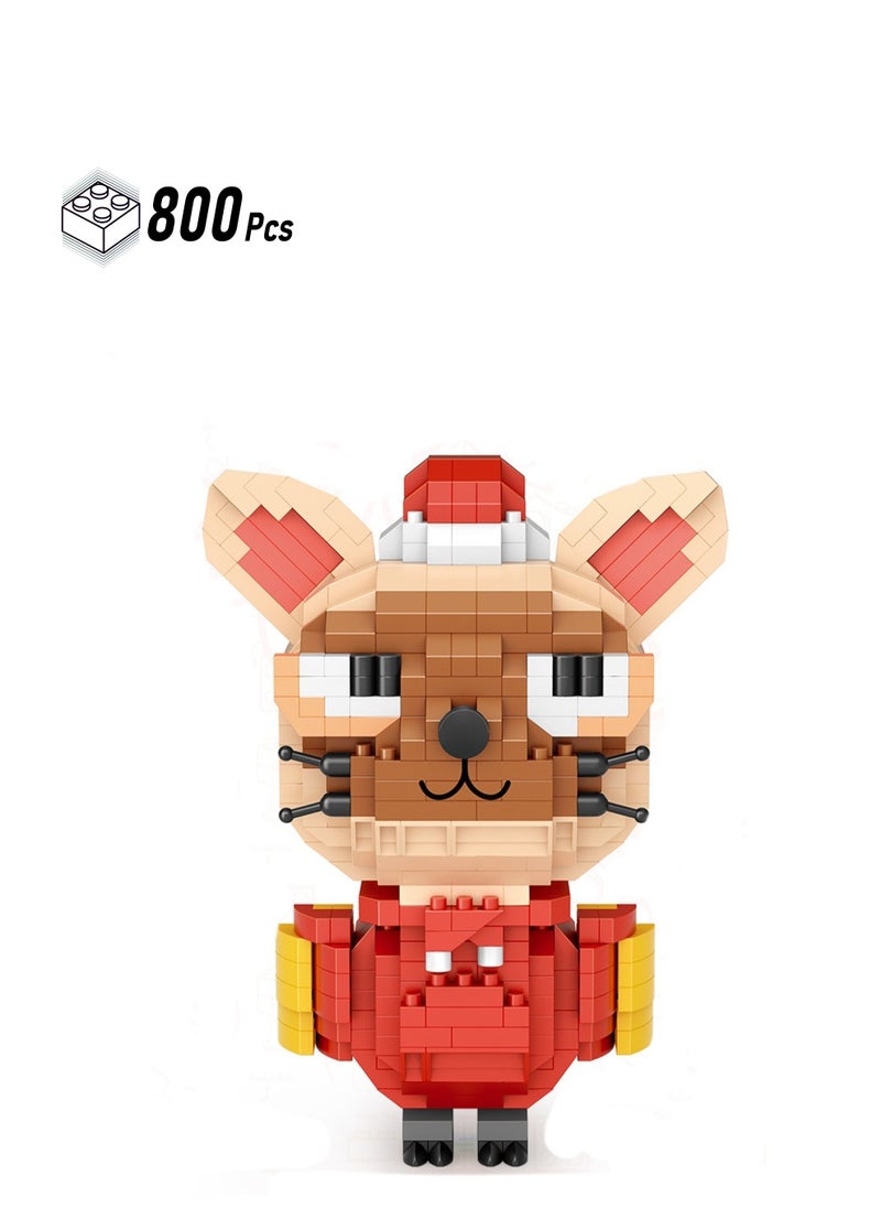 800pcs Red Puppy Model Set Building Blocks Creative Diy Simulation Collection Building Assembling Toys Children Adult Home Decorations  - Image 1