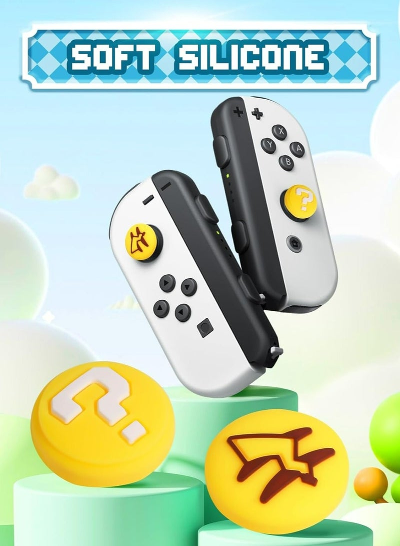 4Pcs for Nintendo Switch Thumb Grips Cute Cartoon Anime Design Kawaii 3D Silicone Joystick Caps Joycon Controller Button Covers for Nintendo Switch/OLED/Switch Lite for Boys Girls Kids Teens Tail  - Image 1