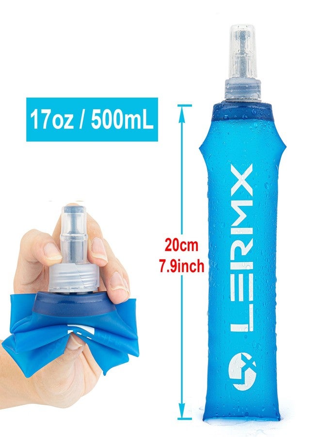 LX LERMX زجاجة ماء LERMX Quick Grip Chill سعة 500 مل (17 أونصة) مصنوعة من مادة TPU الناعمة، خالية من مادة BPA، مناسبة للجري والمشي لمسافات طويلة وركوب الدراجات والتسلق - قطعتان - Image 3