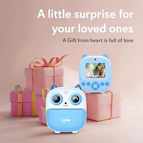 SEZNIK Mini Camera Printer, Click Photo Print, Inkless, Bluetooth HD Print, Android, iOS. Instant Print (Neo-Blue) - Image 3