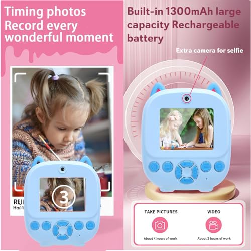 SEZNIK Mini Camera Printer, Click Photo Print, Inkless, Bluetooth HD Print, Android, iOS. Instant Print (Neo-Blue) - Image 4