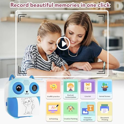 SEZNIK Mini Camera Printer, Click Photo Print, Inkless, Bluetooth HD Print, Android, iOS. Instant Print (Neo-Blue) - Image 5