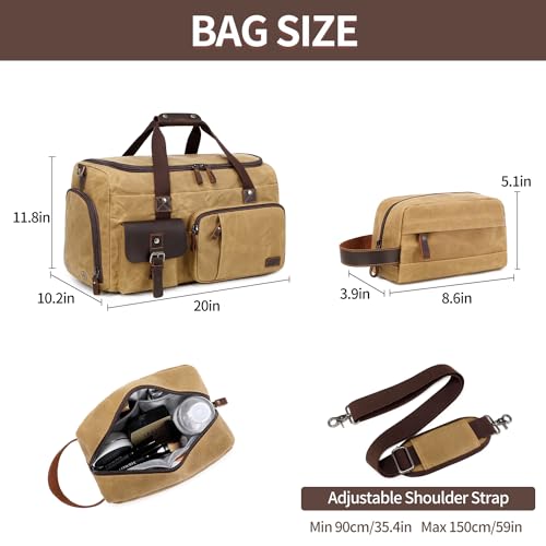 SHENHU Travel Duffle Bag Weekender Bag with Shoe Compartment Overnight Bag for Men Travel Bag Carry On Lugguage Brown - Image 5