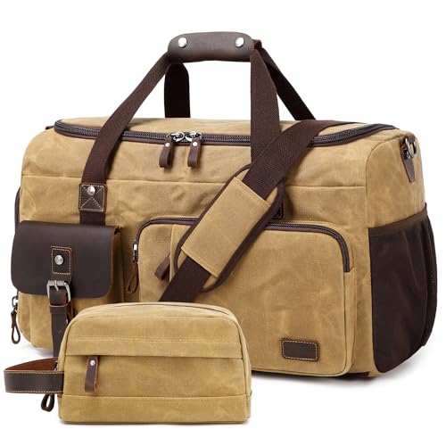 SHENHU Travel Duffle Bag Weekender Bag with Shoe Compartment Overnight Bag for Men Travel Bag Carry On Lugguage Brown - Image 1