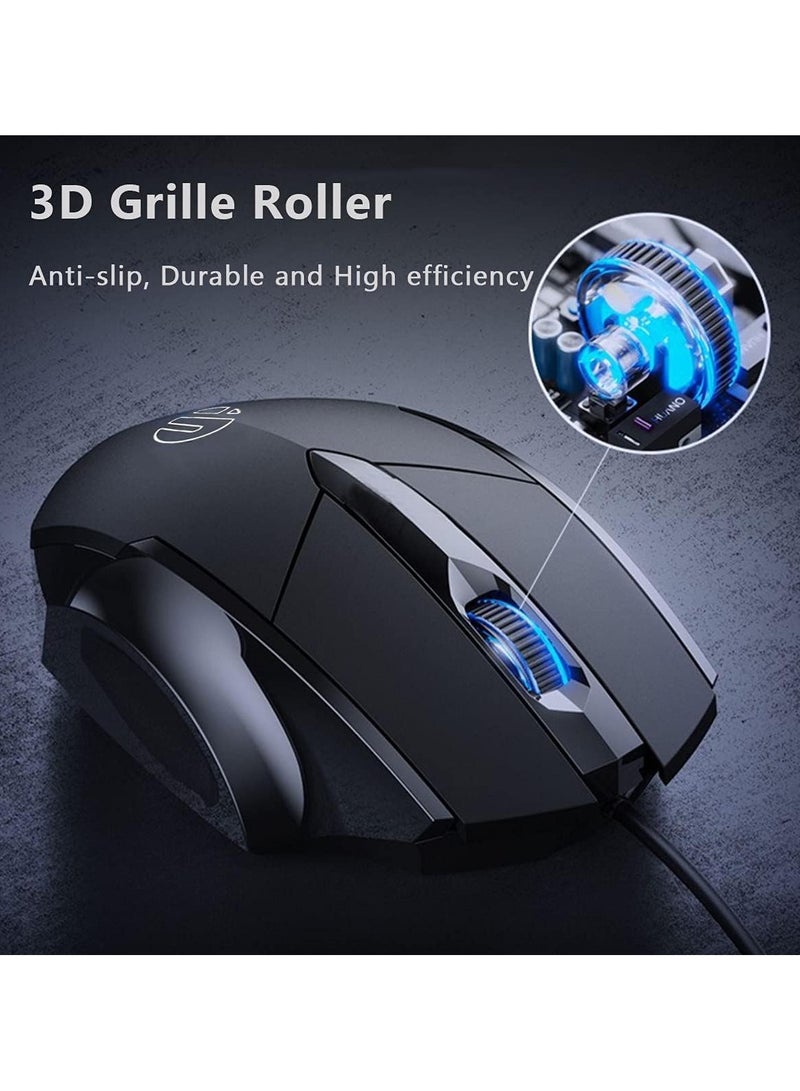 inphic USB Computer Mouse Wired, Silent Click Corded Mouse 3-Button Wired Optical Mouse, Office and Home Mice, Ergonomic Shape for Windows Computers, Macs, iPad, PC and Laptops, Black - Image 4