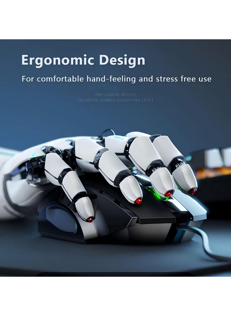 inphic USB Computer Mouse Wired, Silent Click Corded Mouse 3-Button Wired Optical Mouse, Office and Home Mice, Ergonomic Shape for Windows Computers, Macs, iPad, PC and Laptops, Black - Image 3