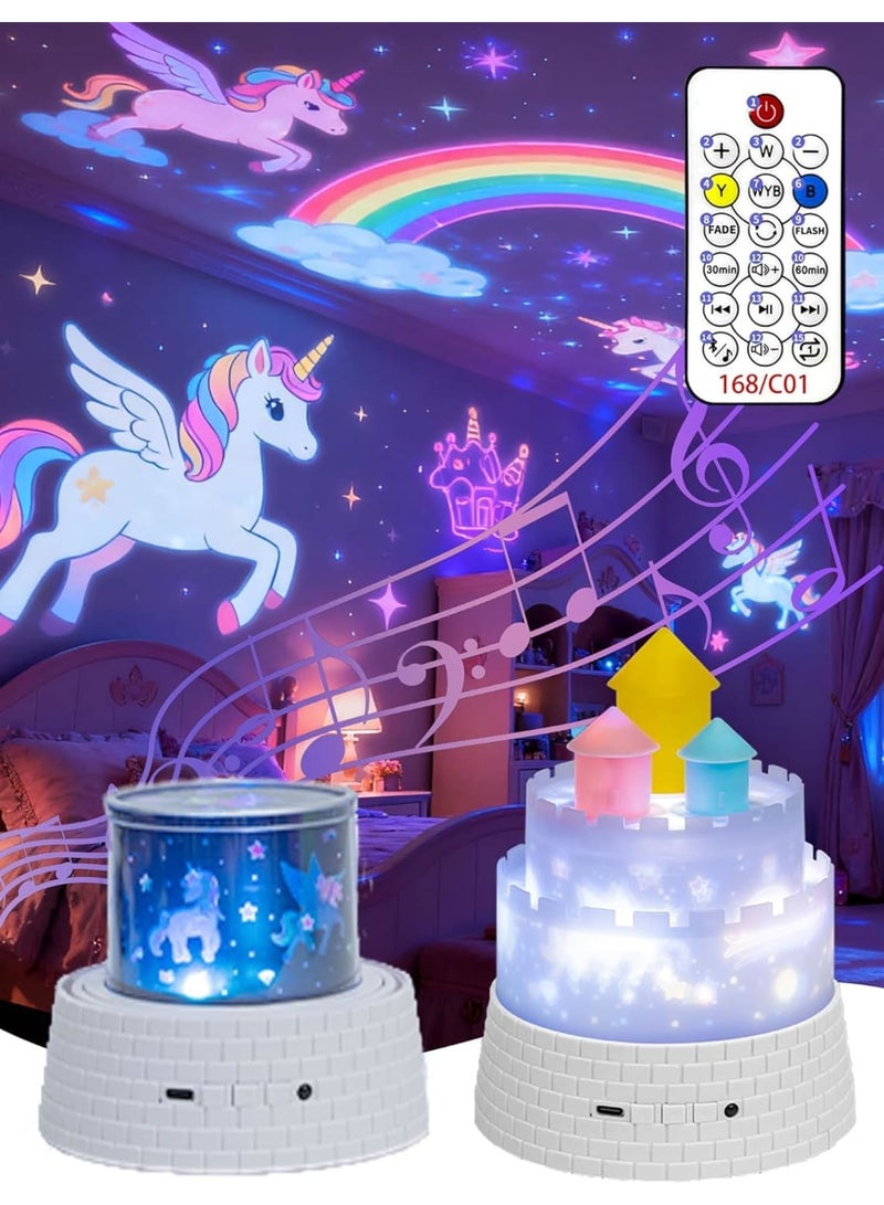Barakah Star Projector Night Light, Kids Room Galaxy Lamp, 12 Soothing Music and 23 Projection Films, 360° Rotating Rechargeable Night Light with Remote and Timer, Ideal for Girls Bedroom and Nursery - Image 1