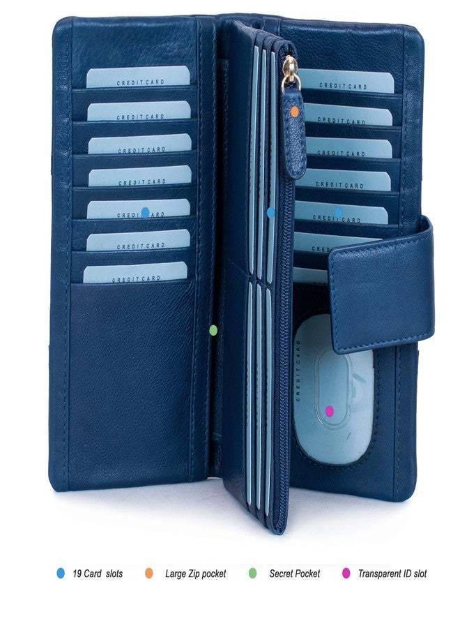 RIGOHILL Navy Designer Malmo Leather Wallet for Women | Beautiful Ladies Wallet | Purse for Girls - Image 2