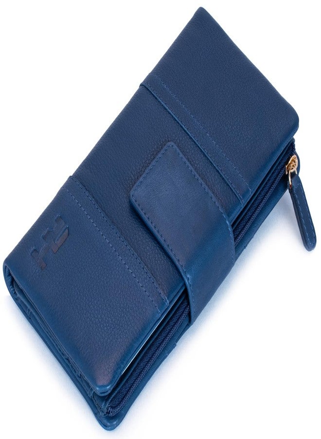RIGOHILL Navy Designer Malmo Leather Wallet for Women | Beautiful Ladies Wallet | Purse for Girls - Image 1